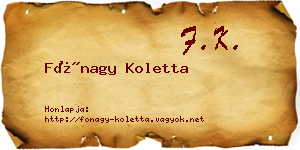 Fónagy Koletta névjegykártya
